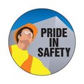 Accuform Hard Hat Sticker, 214 in Length, 214 in Width, PRIDE in SAFETY Legend, Adhesive Vinyl LHTL212